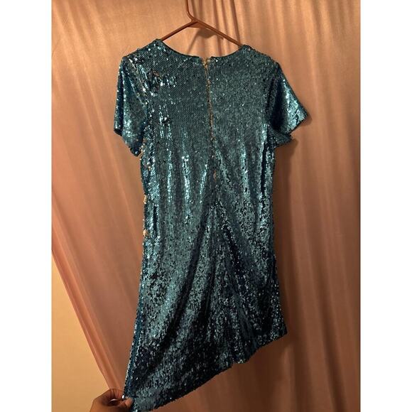 Blue Sequined Mini Dress - Picture 4 of 7